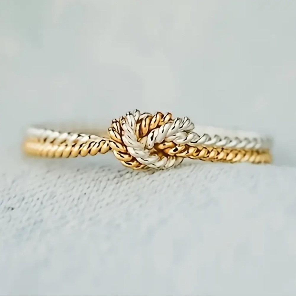 NEW Two Tone Knot Rope Ring Size 8 - Picture 4 of 9